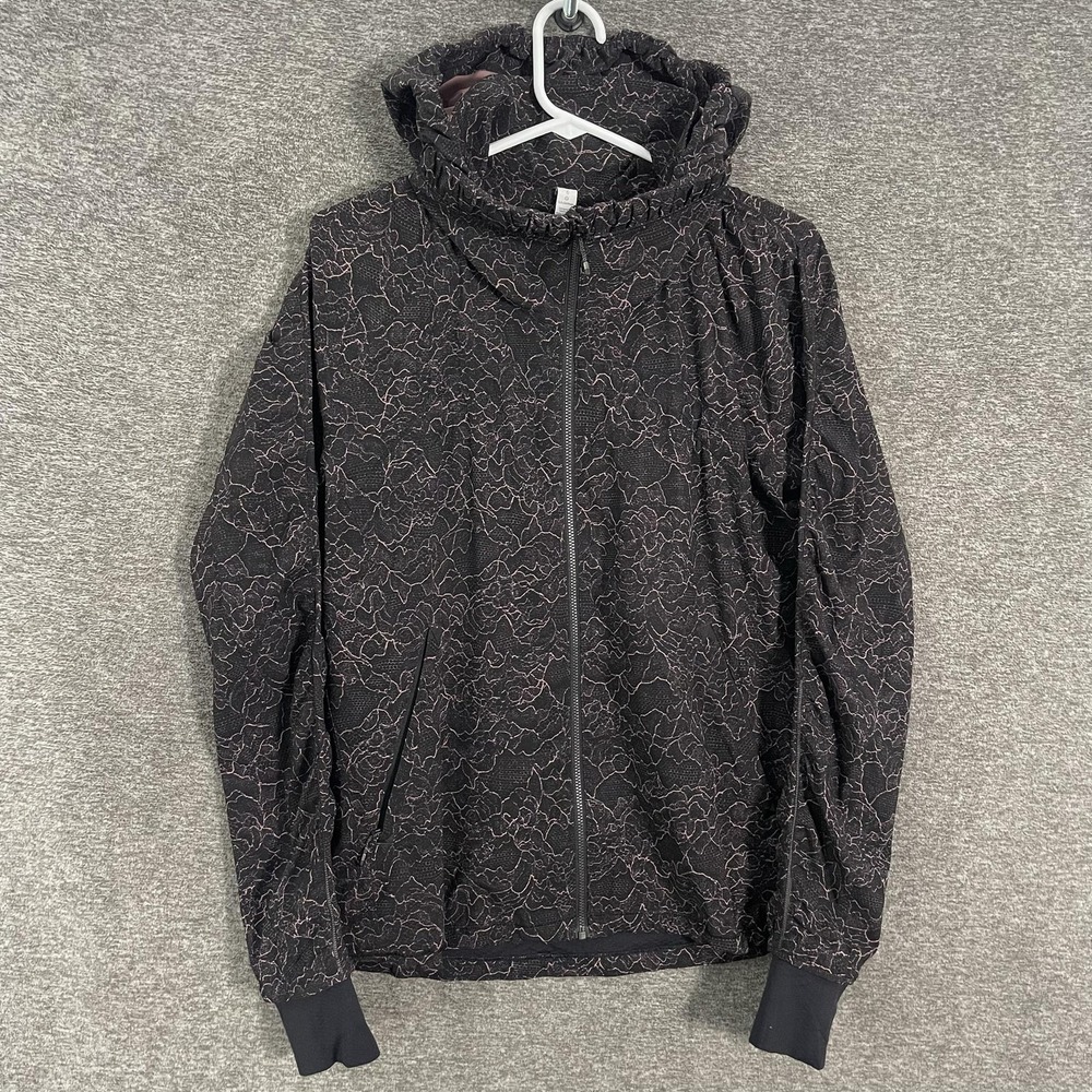 Lululemon Gather Me Slightly Jacket Womens 6 Black Hooded Full Zip Windbreaker
